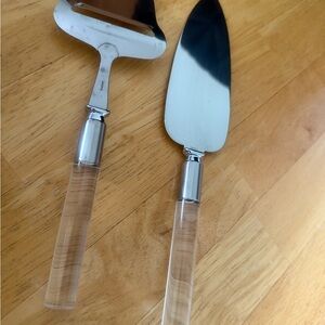 Silver and Clear Cheese Slicer and Cake Server Set